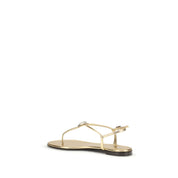 Giuseppe Zanotti Gold Calf Leather Flat Sandals