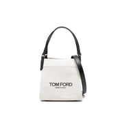 Tom Ford Beige Canvas Tote Bag med Logotypdetalj