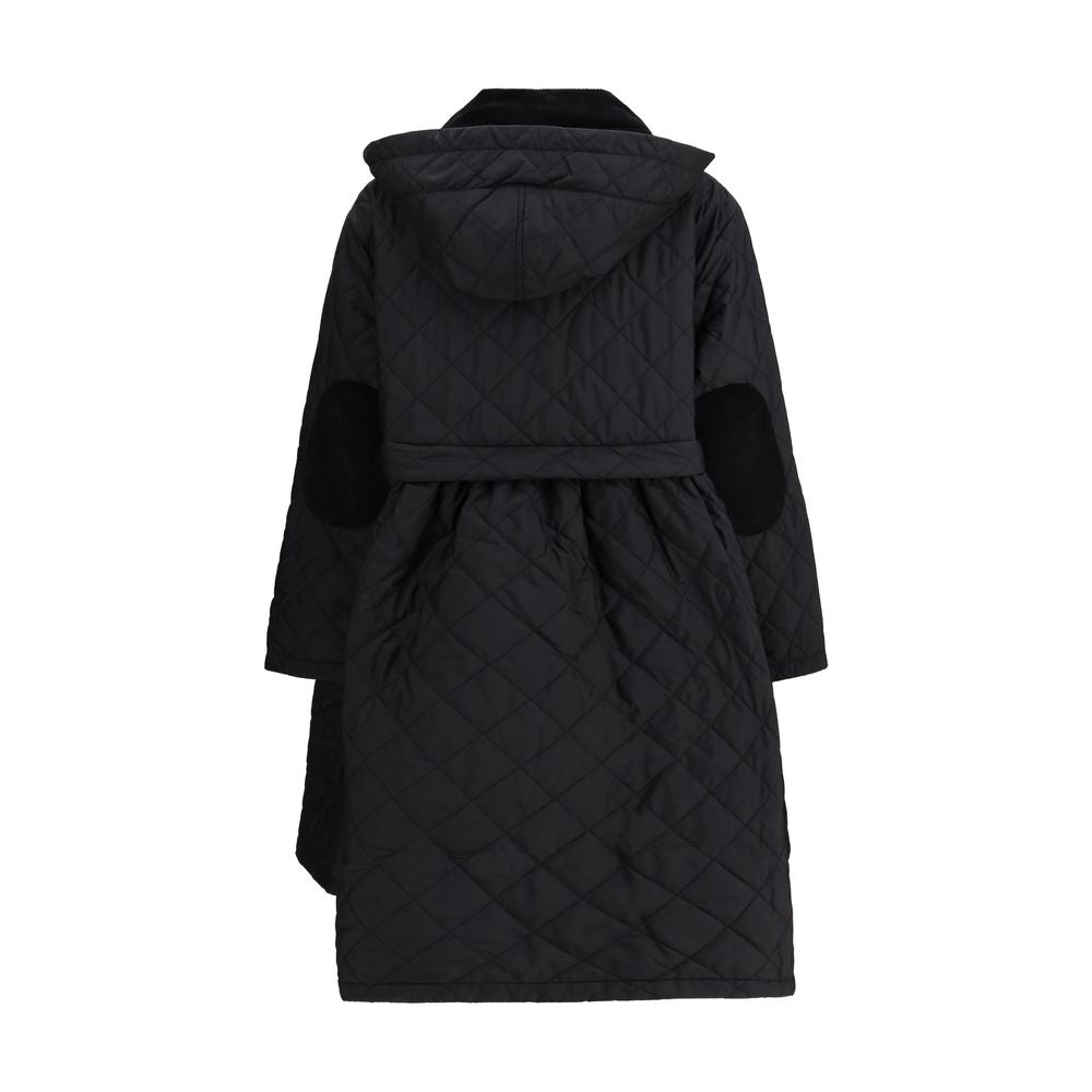 Barbour Black Quilted Hooded Polyester Coat