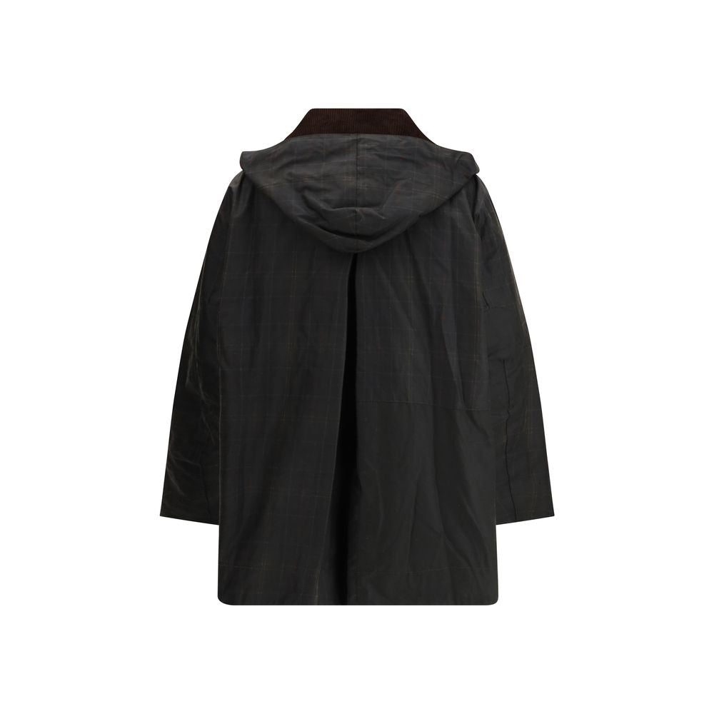 Barbour x GANNI Multicolor Tartan Waxed Cotton Duffle Coat