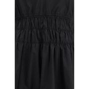 Pinko Black Shirred V-Neck Cotton Dress