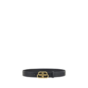 Balenciaga Black Calf Leather Logo Buckle Belt
