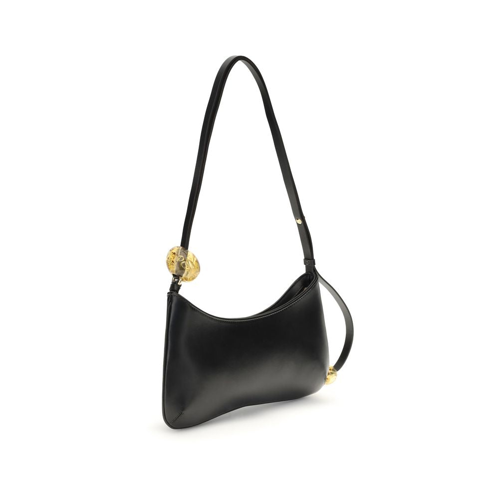 Jacquemus Black Calf Leather Bisou Perle Shoulder Bag