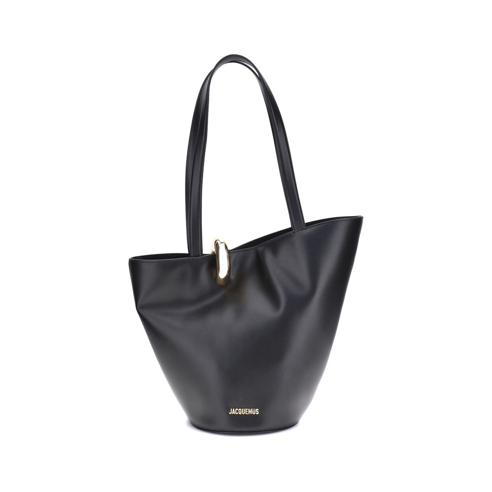Jacquemus Black Calf Leather La Bambola Bucket Shoulder Bag