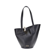 Jacquemus Black Calf Leather La Bambola Bucket Shoulder Bag