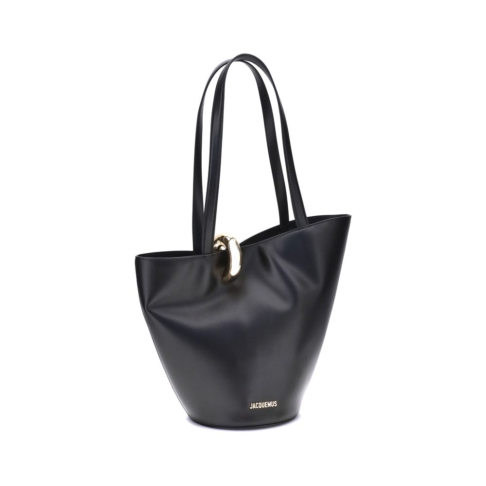 Jacquemus Black Calf Leather La Bambola Bucket Shoulder Bag