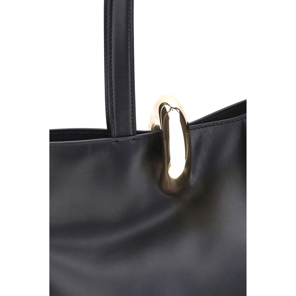 Jacquemus Black Calf Leather La Bambola Bucket Shoulder Bag