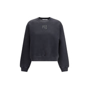 Alexander Wang Black Cotton Crystal Hotfix Logo Sweatshirt