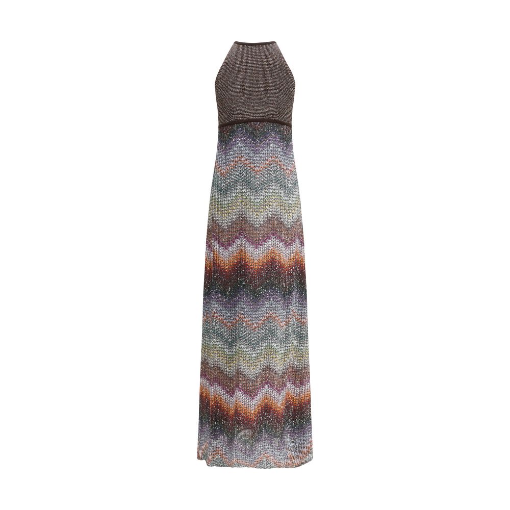 Missoni Multicolor Viscose Long Dress with Greek Zigzag