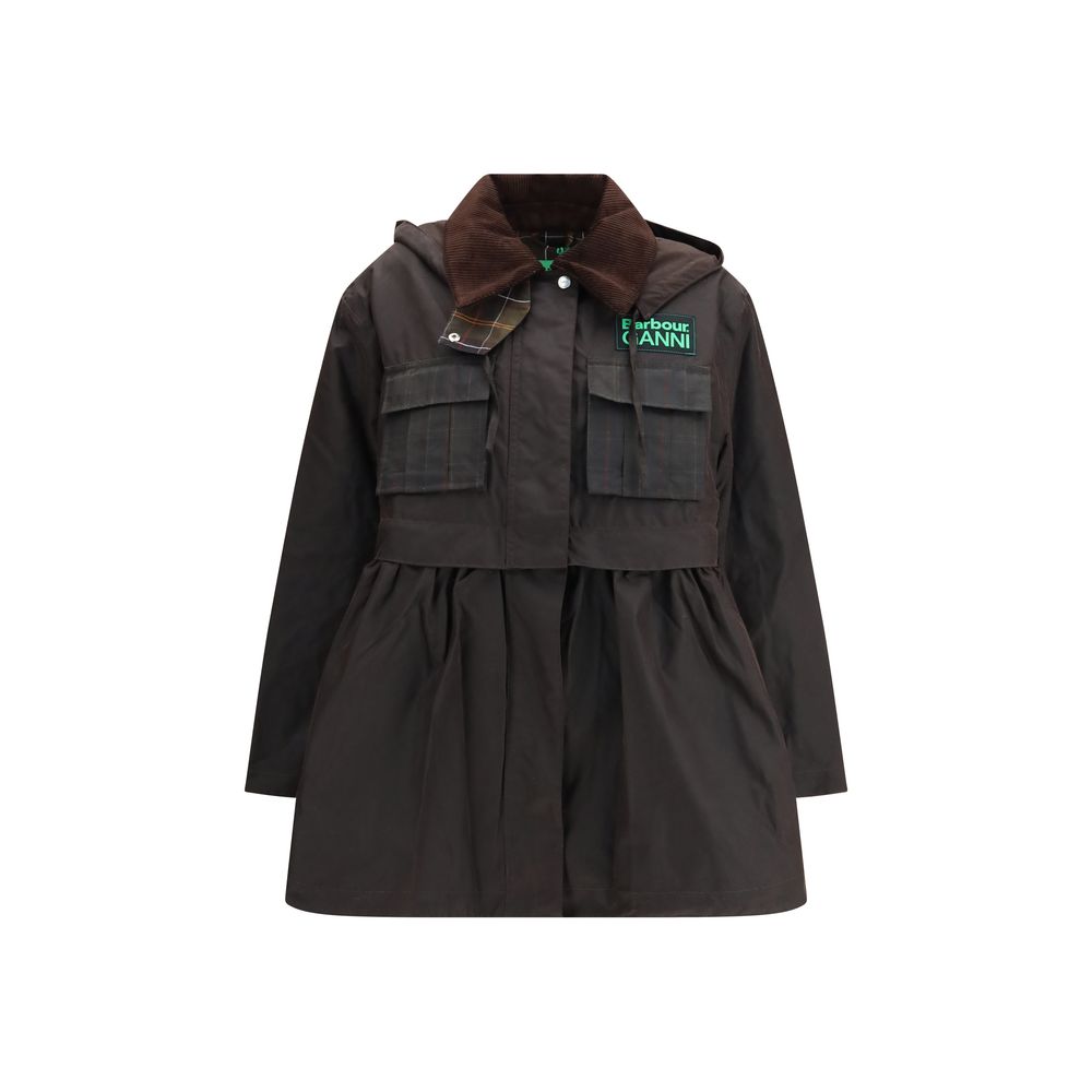 Barbour Brown Waxed Cotton Peplum Jacket