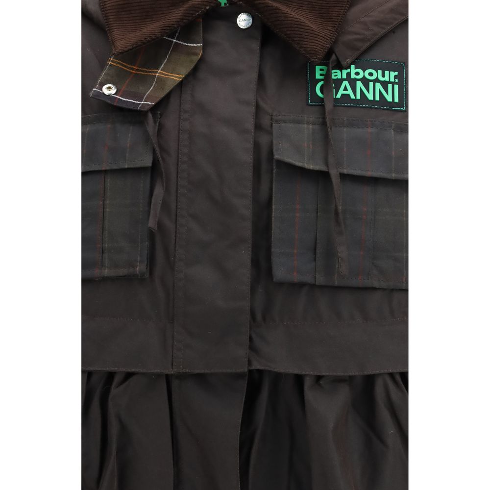 Barbour Brown Waxed Cotton Peplum Jacket