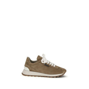Brunello Cucinelli Beige Calf Leather Platform Sneakers