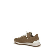 Brunello Cucinelli Beige Calf Leather Platform Sneakers
