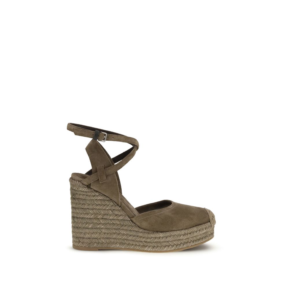 Brunello Cucinelli Beige Suede Espadrilles
