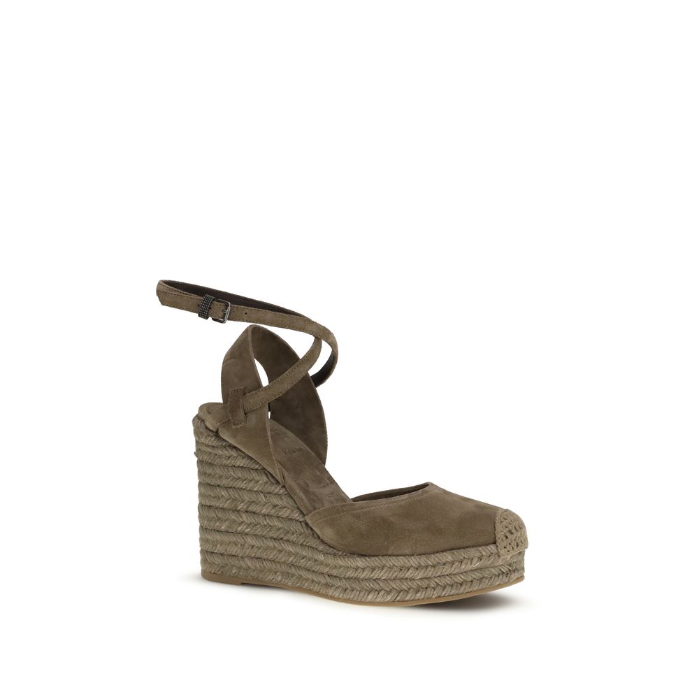 Brunello Cucinelli Beige Suede Espadrilles