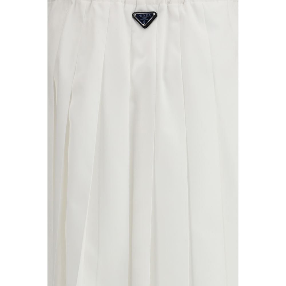 Prada White Cotton Jersey Long Skirt