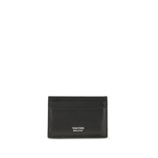 Tom Ford Black Calf Leather Card Holder with Embossed Logo