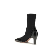 Paris Texas Black Calf Leather Ankle Boots with Crocodile Effect