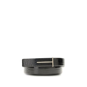Tom Ford Black Crocodile-Effect Embossed Goatskin Regular Belt