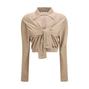 Marine Serre Beige Knit Wrapped Cardigan