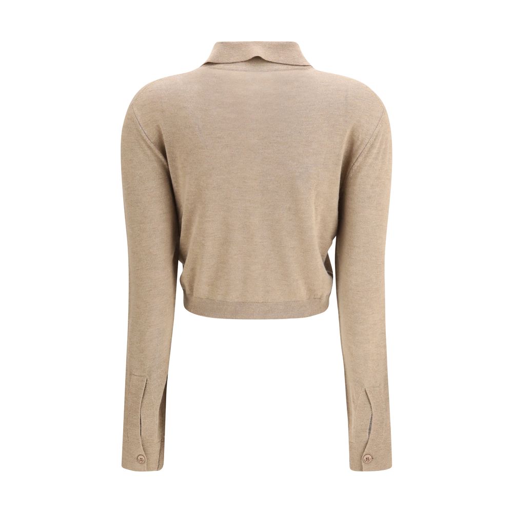 Marine Serre Beige Knit Wrapped Cardigan