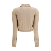 Marine Serre Beige Knit Wrapped Cardigan