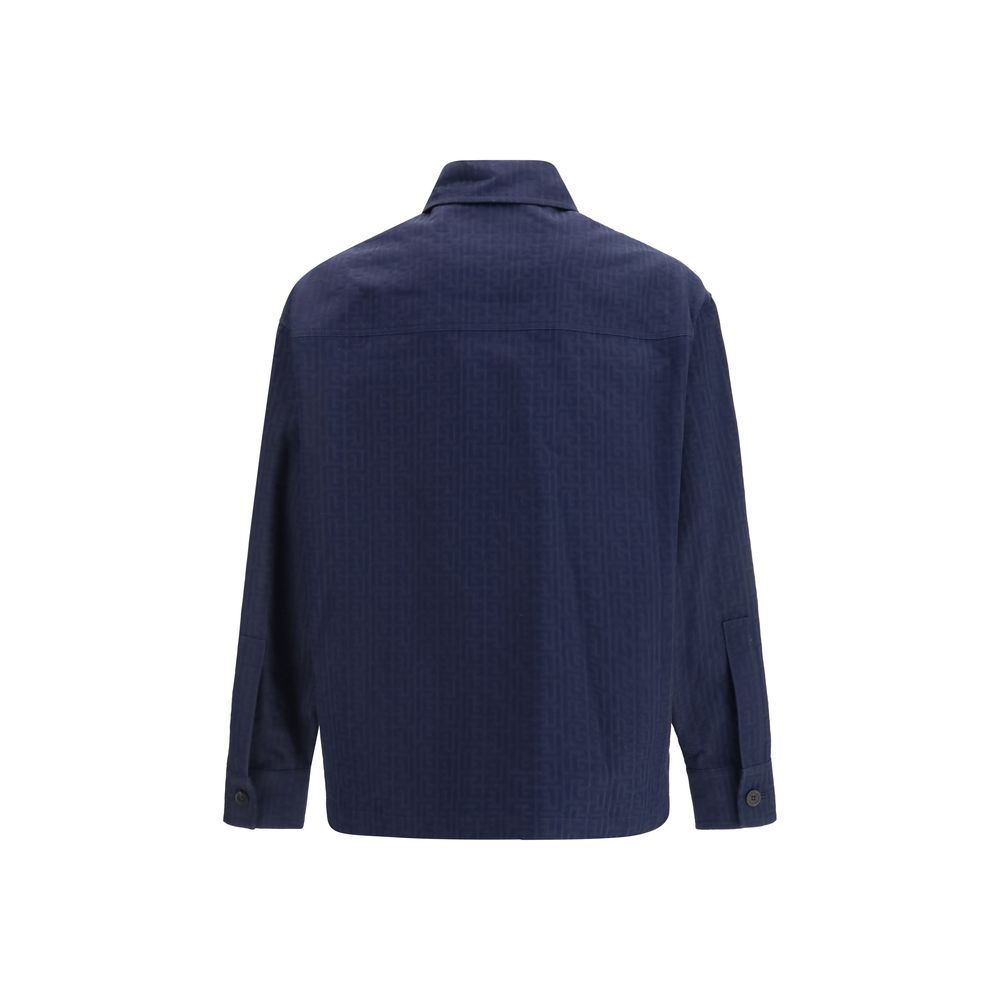 Balmain Blue Cotton Monogram Jacquard Overshirt