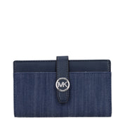 Michael Kors Blue Fabric Wallet with Front Logo