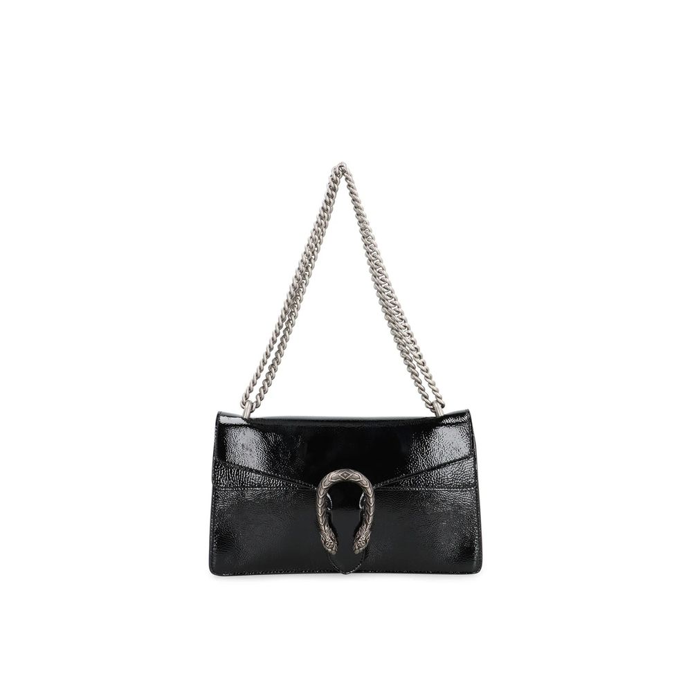Gucci Black Calfskin Crossbody Bag with Patent Effect