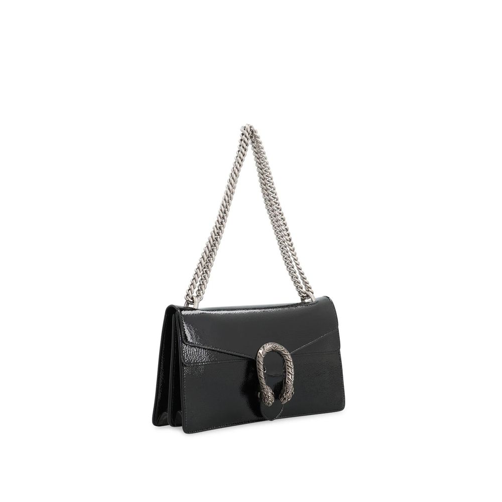 Gucci Black Calfskin Crossbody Bag with Patent Effect
