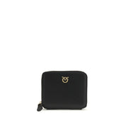 PINKO Svart plånbok i kalvskinn med Love Birds-plakett
