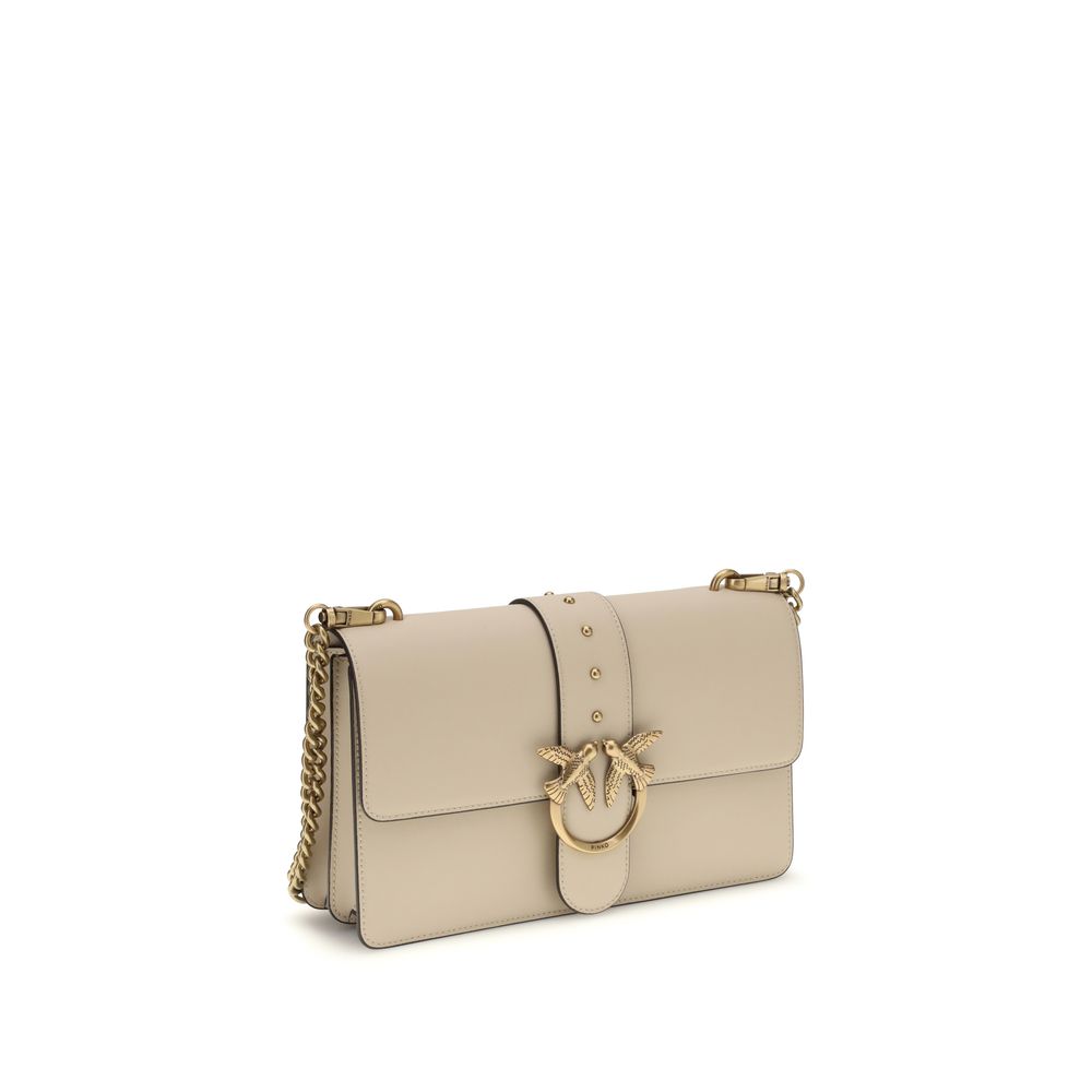 PINKO Beige Kalvskinnsväska Simply Love Axelremsväska