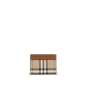 Burberry Beige Kalvskinnsplånbok med Rutigt Tryck