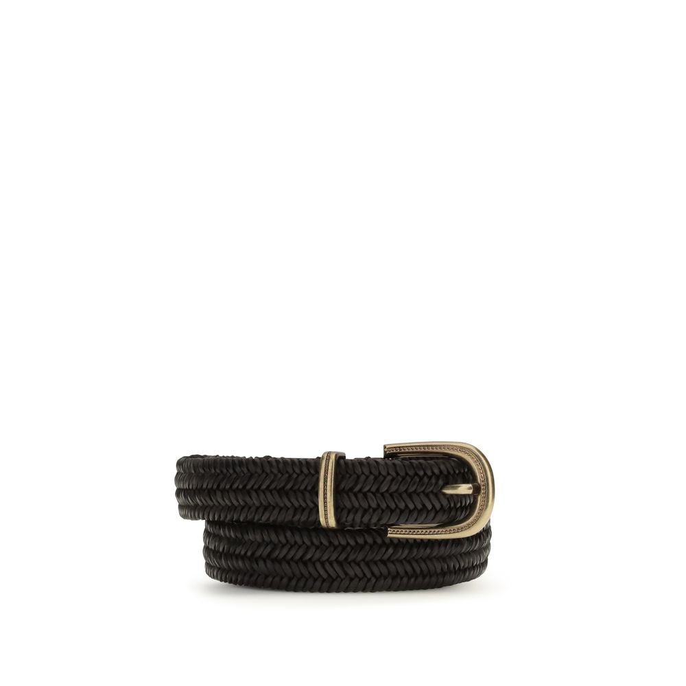 Brunello Cucinelli Black Calf Leather Regular Belt