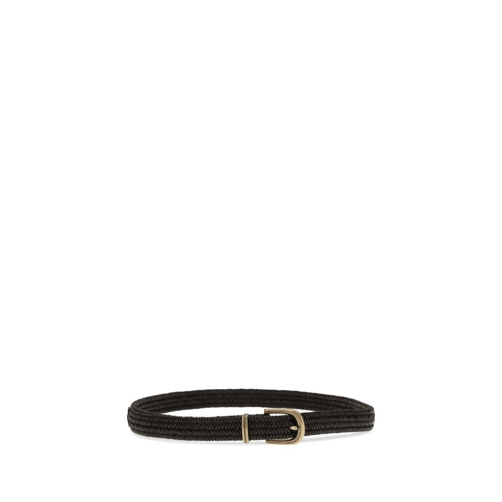 Brunello Cucinelli Black Calf Leather Regular Belt