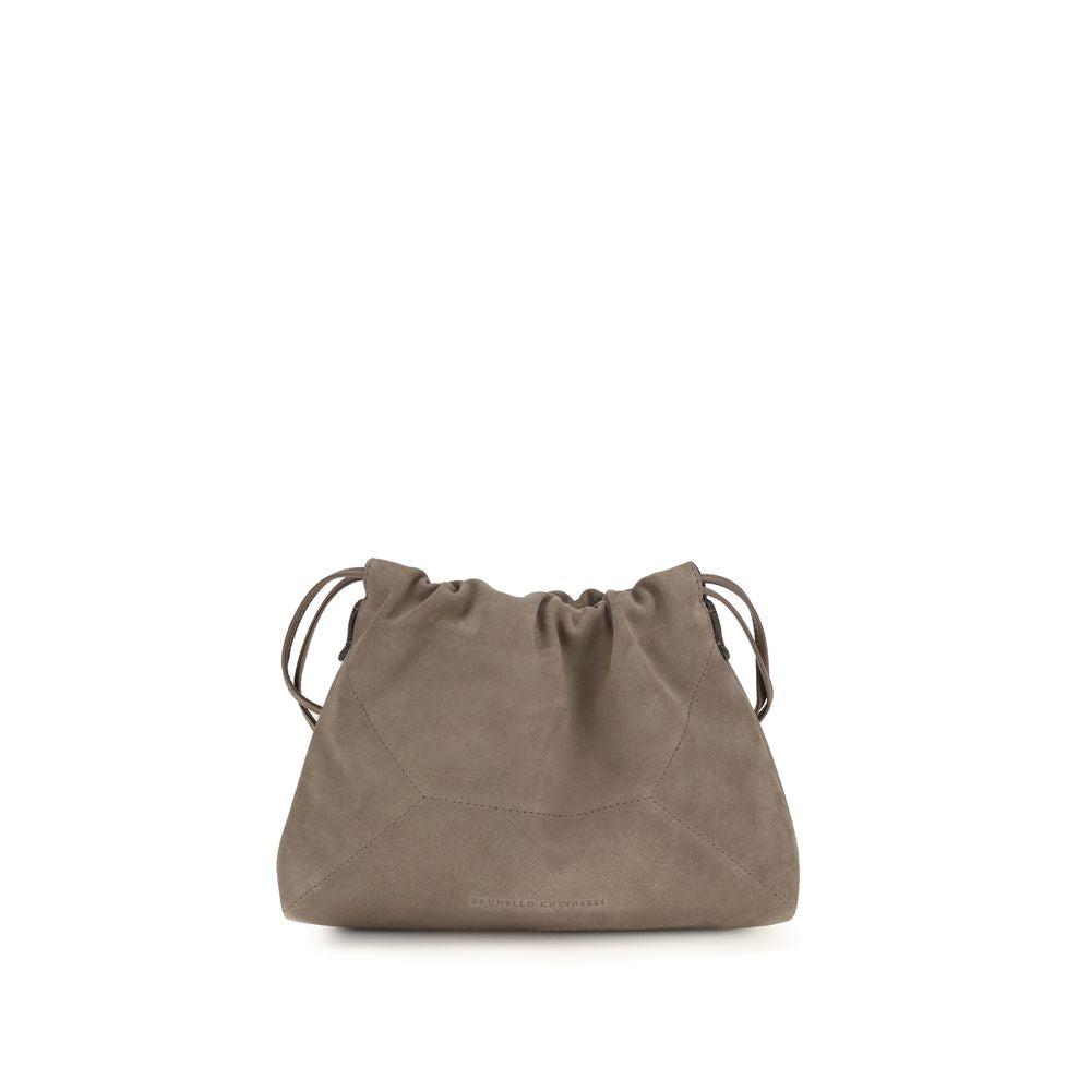 Brunello Cucinelli Beige Calf Leather Shoulder Bag