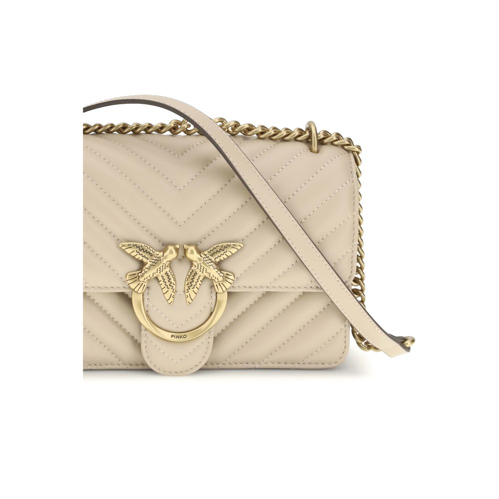 PINKO Beige Calf Leather Shoulder Bag