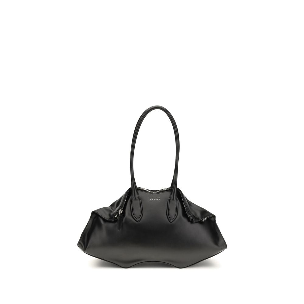 Alexander McQueen Black Calf Leather Manta Shoulder Bag