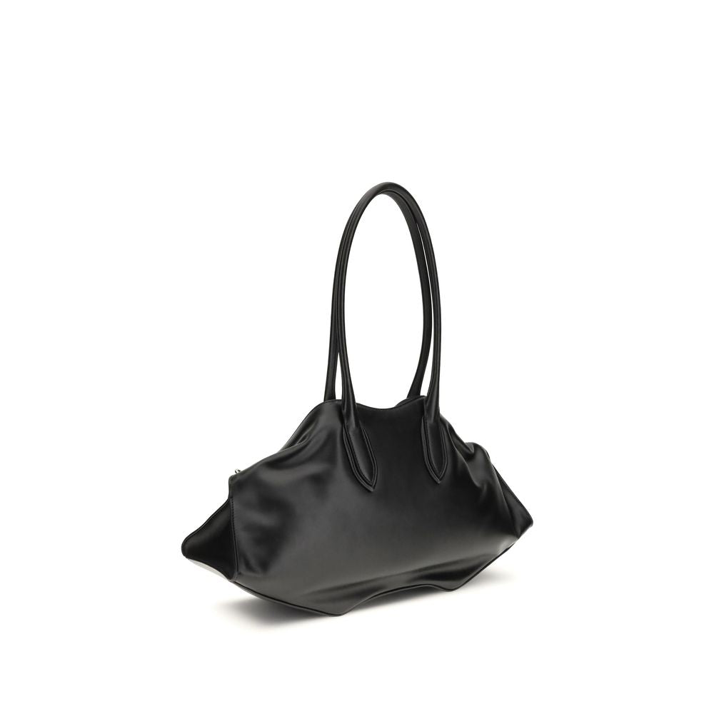 Alexander McQueen Black Calf Leather Manta Shoulder Bag