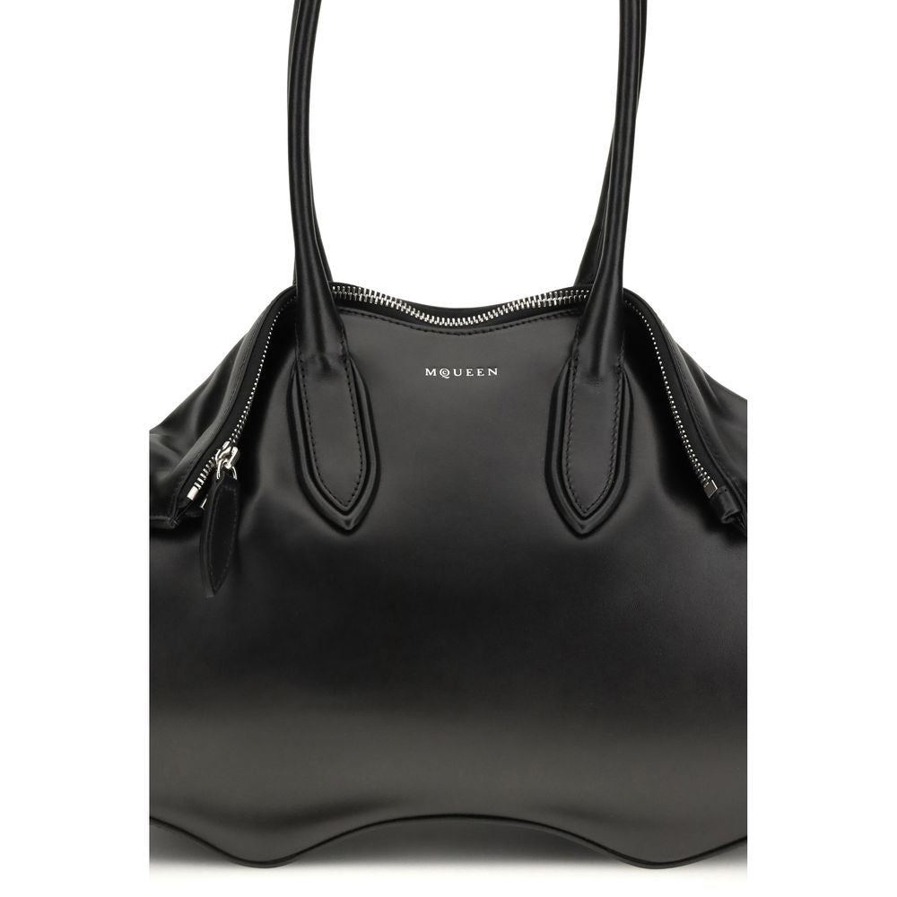 Alexander McQueen Black Calf Leather Manta Shoulder Bag