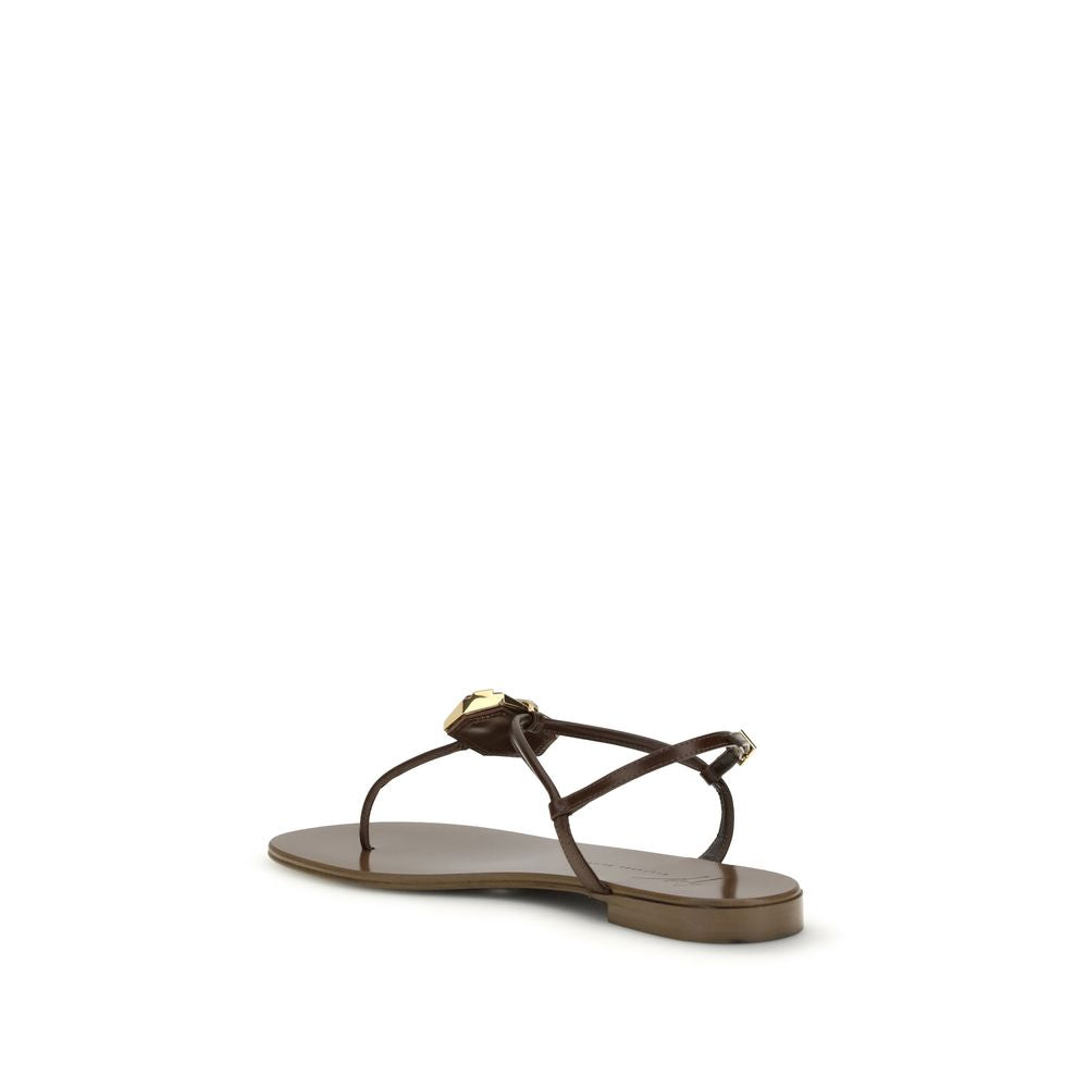 Giuseppe Zanotti Brown Leather Flat Sandals