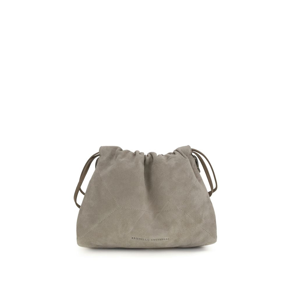 Brunello Cucinelli Gray Suede Clutch Bag