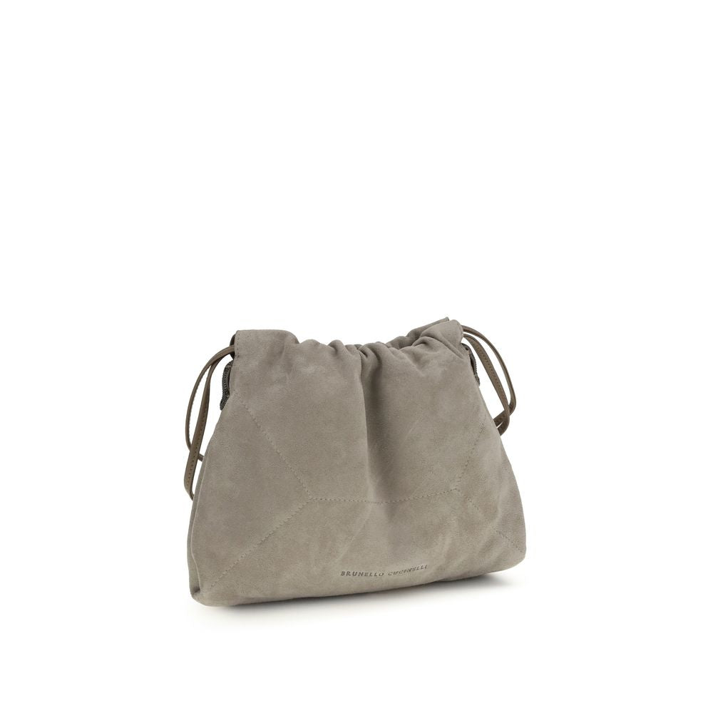 Brunello Cucinelli Gray Suede Clutch Bag