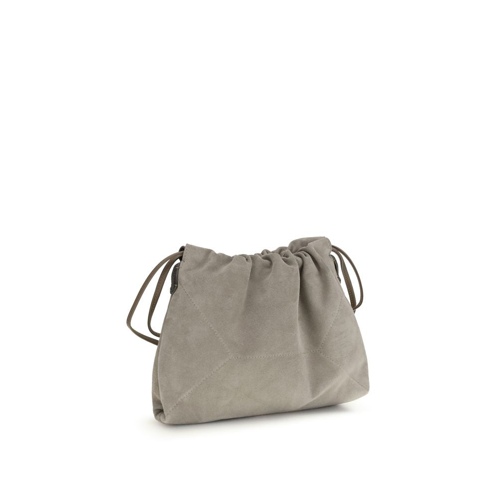 Brunello Cucinelli Gray Suede Clutch Bag