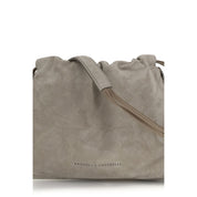Brunello Cucinelli Gray Suede Clutch Bag