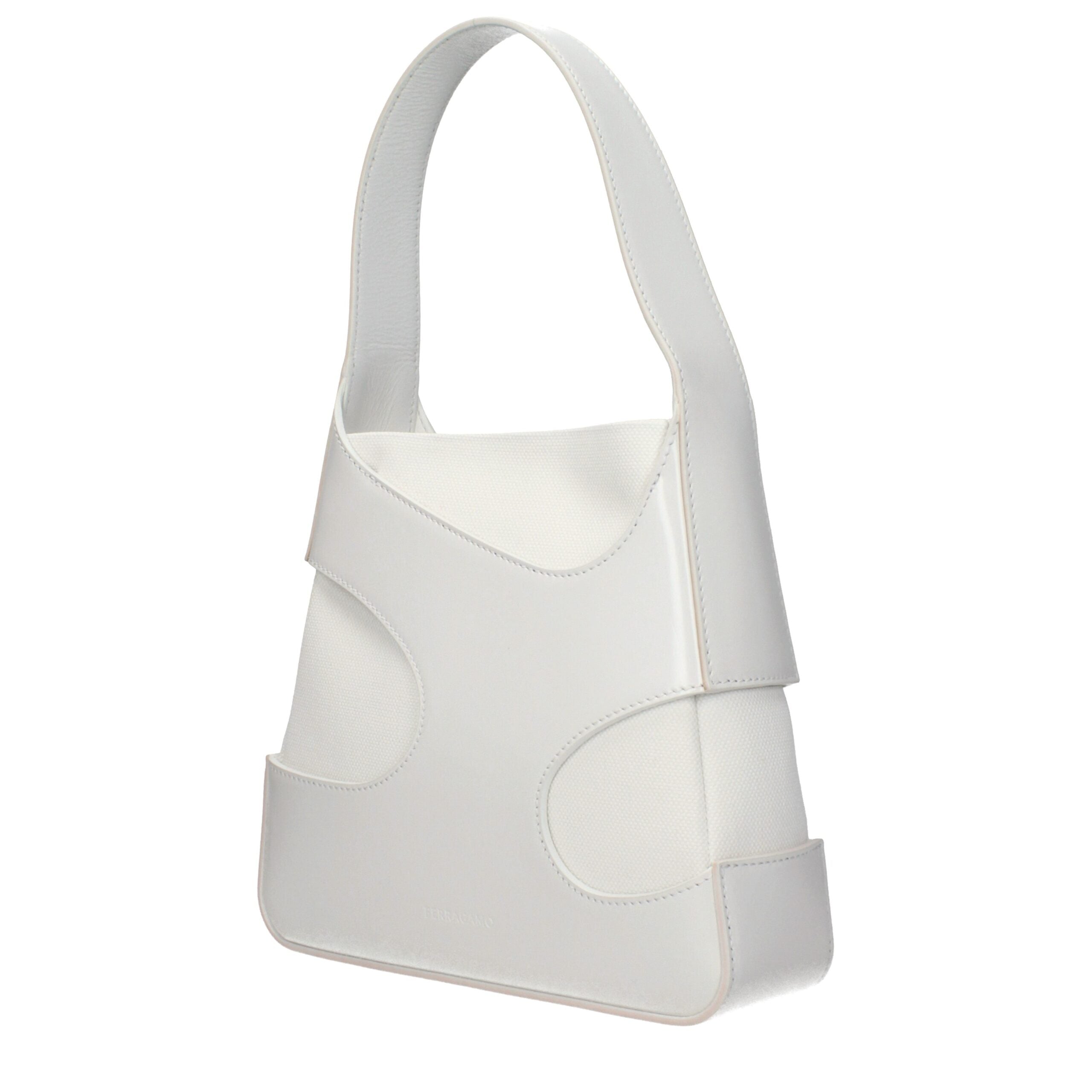 Salvatore Ferragamo White Fabric Handbag with Logo