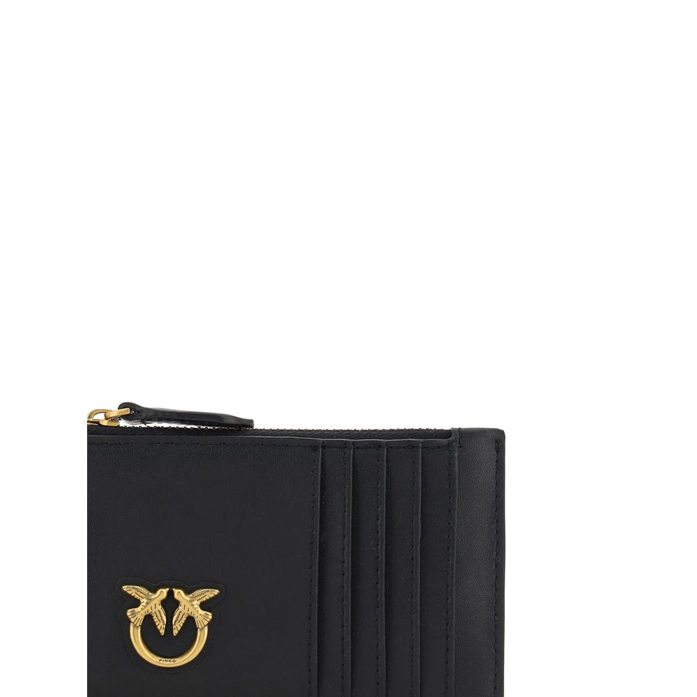 PINKO Black Calf Leather Card Holder