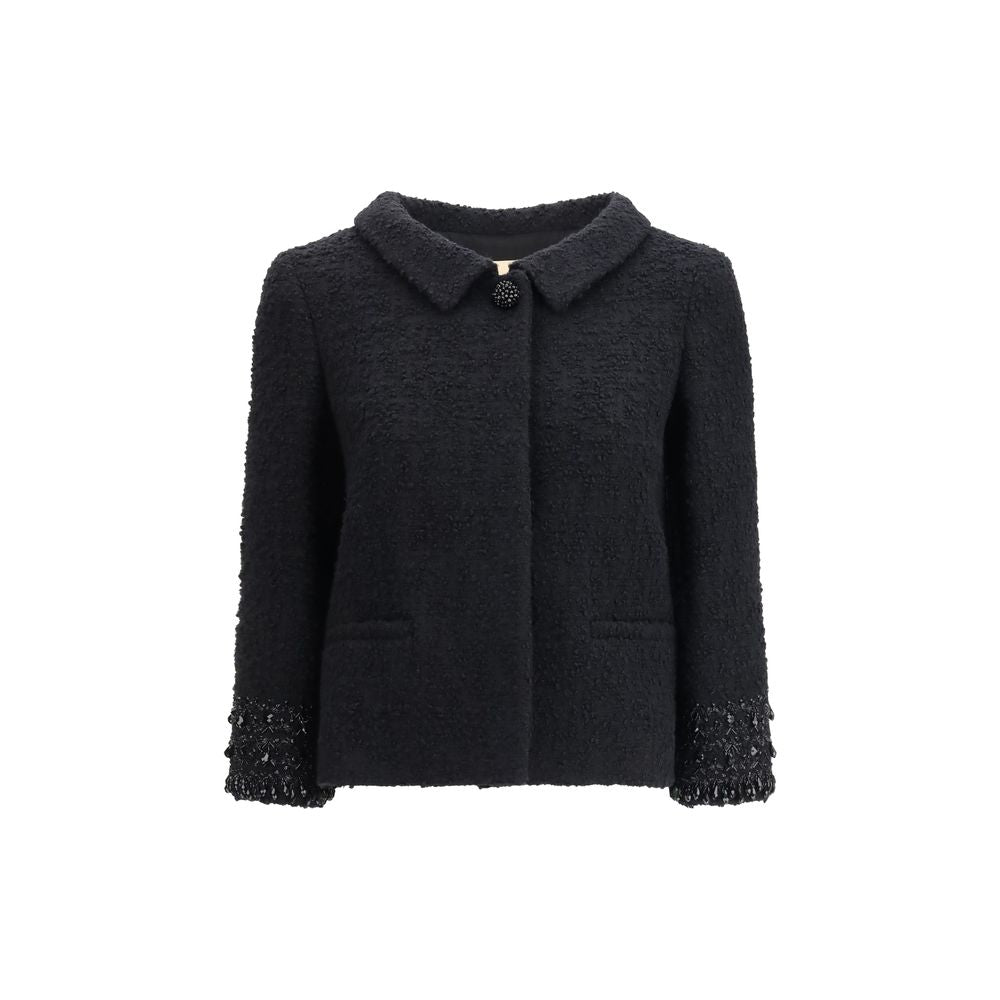 Valentino Black Fleece Wool Tweed Jacket