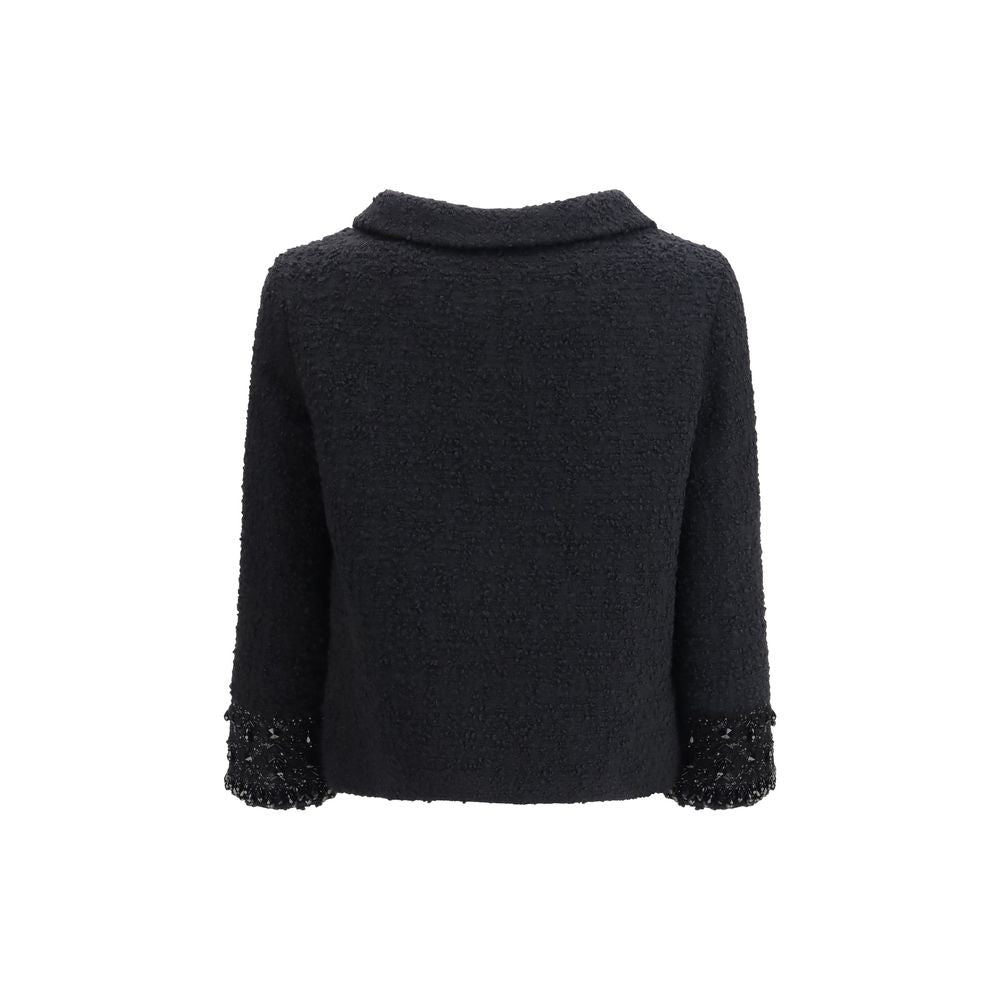 Valentino Black Fleece Wool Tweed Jacket