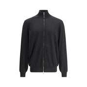 Brunello Cucinelli Black Fleece Wool Cardigan